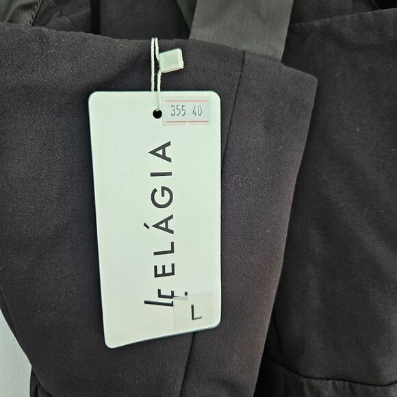 NWT Elagia Formal Black Cross Neck Satin Sleeveless Wide Leg Jumpsuit Romper L - Picture 11 of 16